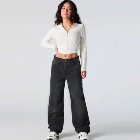 refuge Denim - Refuge Denim High Waist Loose Fit Baggy Black Retro Jeans, size 5